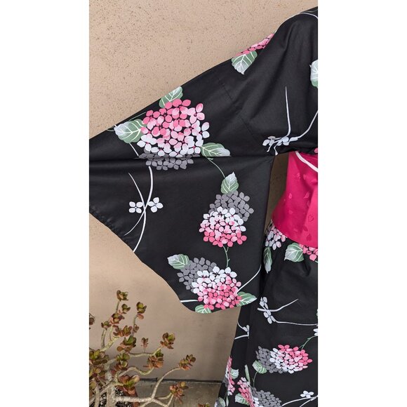 💜NWT Floral Cotton Kimono Set with Cherry Blossom Obi & Accessories - Picture 4 of 13